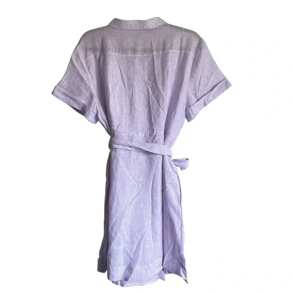 Hill House Laura Dress Linen Lilac Stripe Pockets Belted NWT - Picture 8 of 12